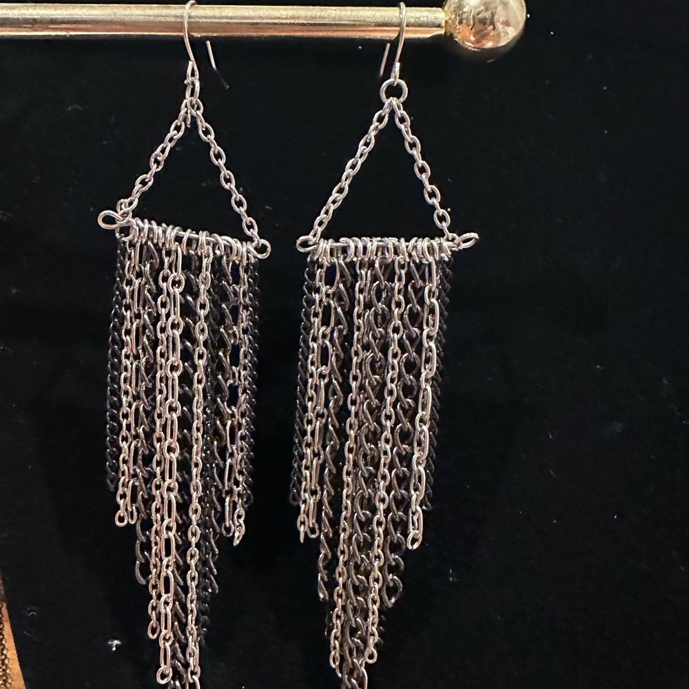 Elegant Silver Chain Dangle Earrings